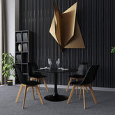 Velets Set of 4 Casper Upholstered Plastic Dining Chairs – Black with Wooden Legs